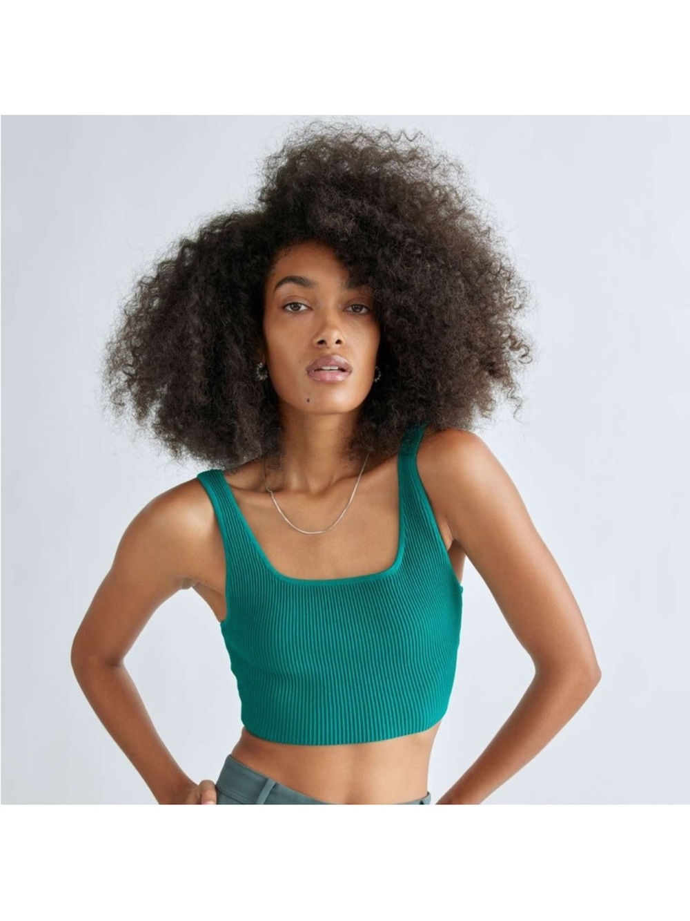 Babaton Aritzia Sculpt Knit Cropped Tank Top Teal XS - Picture 1 of 4